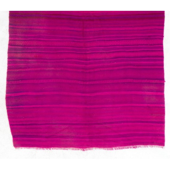 Handwoven Double Sided Vintage Anatolian Wool Kilim "Flat-weave" with Stiped Design. 4.9 x 8.5 Ft (148 x 258 cm)