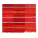 Vintage Handmade Turkish Kilim Rug with Stiped Design in Red color. 5 x 8.4 Ft (152 x 255 cm)