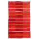 Vintage Handmade Turkish Kilim Rug with Stiped Design in Red color. 5 x 8.4 Ft (152 x 255 cm)