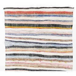 Lovely Multicolored Striped Double Sided Kilim, Vintage Handwoven Rag Rug. 5 x 9.6 Ft (152 x 290 cm)