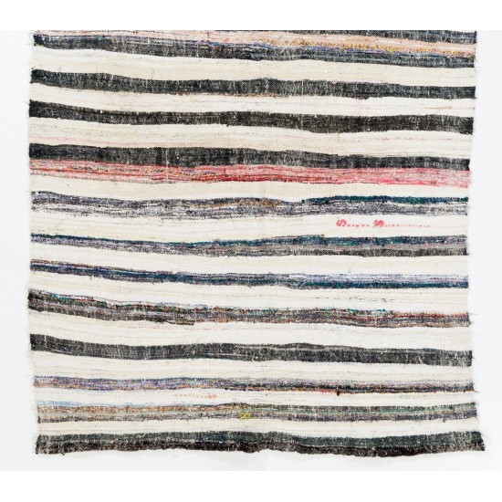 Lovely Multicolored Striped Double Sided Kilim, Vintage Handwoven Rag Rug. 5 x 9.6 Ft (152 x 290 cm)