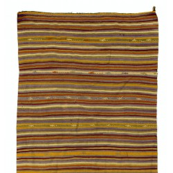 Handwoven Vintage Turkish Wool Runner Kilim for Hallway Decor. 5 x 11.2 Ft (152 x 340 cm)