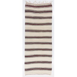 Banded Vintage Turkish Kilim (Flat-Weave). Handwoven Hallway Runner (Reversible) Made of Wool. 5 x 13.7 Ft (153 x 417 cm)