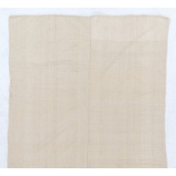 Solid Ivory Color Kilim Runner, Vintage Handwoven Turkish Hallway Runner. 5.2 x 9.6 Ft (156 x 290 cm)