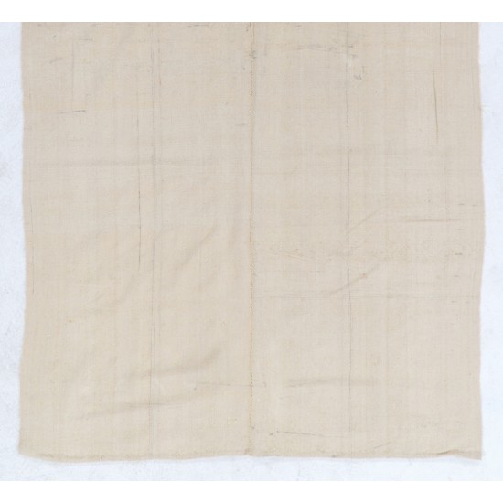 Solid Ivory Color Kilim Runner, Vintage Handwoven Turkish Hallway Runner. 5.2 x 9.6 Ft (156 x 290 cm)