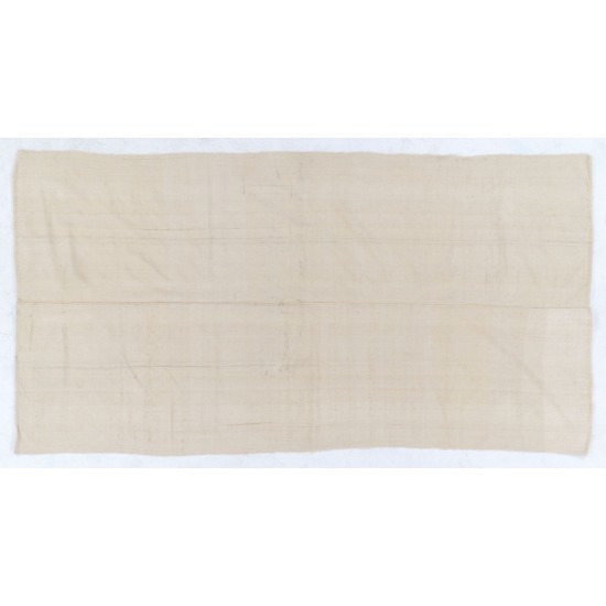 Solid Ivory Color Kilim Runner, Vintage Handwoven Turkish Hallway Runner. 5.2 x 9.6 Ft (156 x 290 cm)