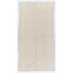Solid Ivory Color Kilim Runner, Vintage Handwoven Turkish Hallway Runner. 5.2 x 9.6 Ft (156 x 290 cm)