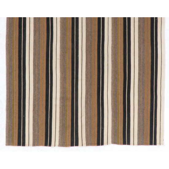Authentic Handmade Turkish Kilim (Flat-Weave) with Vertical Bands, 100% Wool. 5.2 x 8.3 Ft (157 x 250 cm)