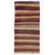 Multicolored Banded Handwoven Vintage Turkish Wool Runner Kilim for Hallway Decor. 5.2 x 10.4 Ft (158 x 315 cm)