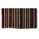 Authentic Handmade Turkish Kilim (Flat-Weave) with Vertical Bands, 100% Wool. 5.3 x 6 Ft (160 x 185 cm)