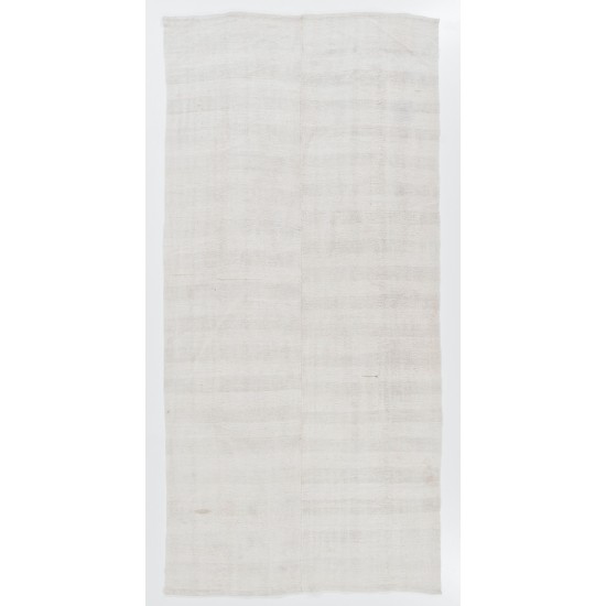 Vintage Handwoven Turkish Hemp Kilim Rug in Neutral Colors. 5.4 x 11.2 Ft (162 x 340 cm)