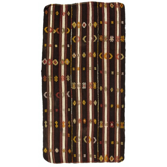 Nomadic Handwoven Turkish Kilim, Striped Vintage Rug. 5.5 x 10.3 Ft (167 x 311 cm)