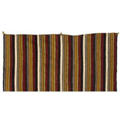 Multicolored Striped Vintage Handmade Turkish Authentic Kilim "Flat-Weave". 100% Wool. 5.7 x 5.9 Ft (172 x 178 cm)