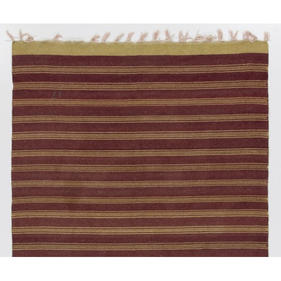 Striped Vintage Handmade Turkish Kilim "Flat-Weave". 100% Wool. 5.7 x 9.2 Ft (172 x 278 cm)