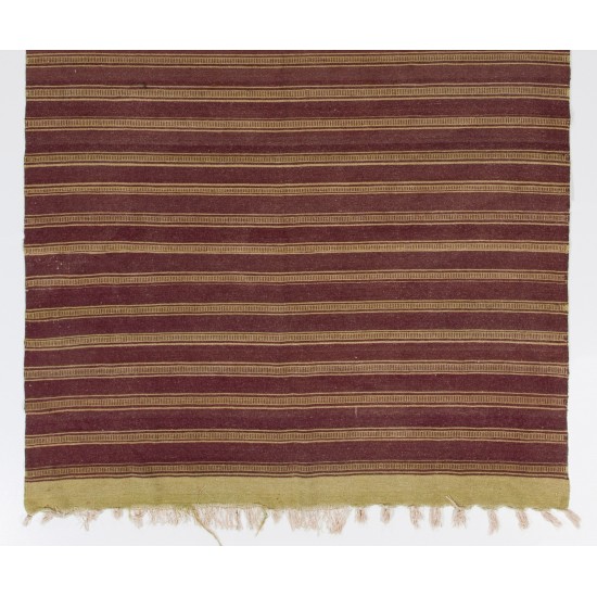 Striped Vintage Handmade Turkish Kilim "Flat-Weave". 100% Wool. 5.7 x 9.2 Ft (172 x 278 cm)