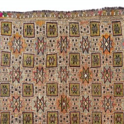 Multicolored Vintage Handwoven Anatolian Wool Kilim Rug with Geometric Design. 6 x 9.9 Ft (180 x 300 cm)
