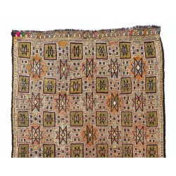 Multicolored Vintage Handwoven Anatolian Wool Kilim Rug with Geometric Design. 6 x 9.9 Ft (180 x 300 cm)