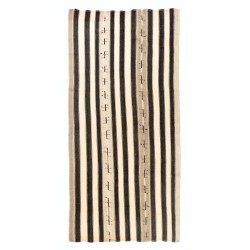 Multicolored Vintage Handwoven Anatolian Wool Kilim Rug with Vertical Bands. 6 x 12.2 Ft (180 x 370 cm)