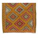 Fantastic Vintage Turkish Kilim with Geometric Design in Red, Yellow, Green, Gray Colors. 6 x 10.7 Ft (185 x 324 cm)