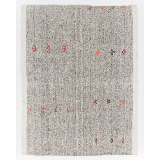 Nomadic Handwoven Turkish Kilim, Authentic Vintage Rug. 6.2 x 8 Ft (186 x 242 cm)