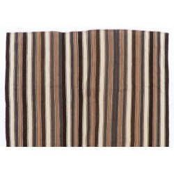 Handwoven Vintage Anatolian Kilim (Flat-weave) with Vertical Bands, 100% Wool. 6.2 x 8.8 Ft (186 x 268 cm)