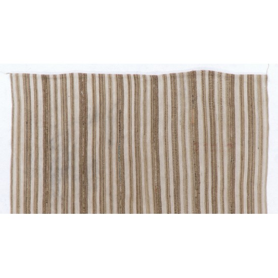 Handwoven Vintage Anatolian Kilim (Flat-weave) with Vertical Bands, 100% Wool. 6.2 x 6.7 Ft (187 x 203 cm)