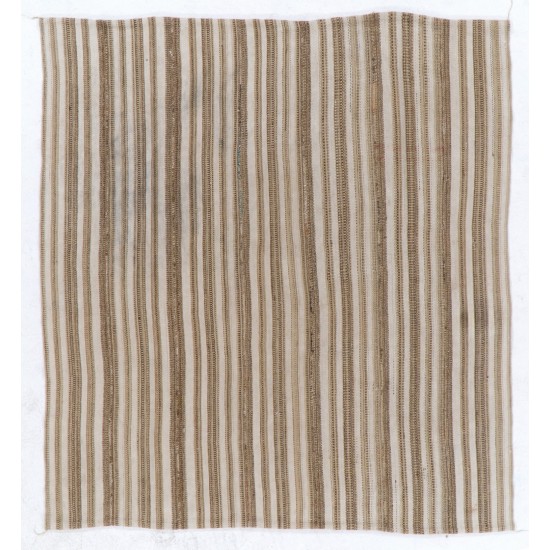 Handwoven Vintage Anatolian Kilim (Flat-weave) with Vertical Bands, 100% Wool. 6.2 x 6.7 Ft (187 x 203 cm)
