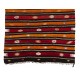Handwoven Vintage Turkish Kilim Made of Natural Organic Wool. Red, Orange & Black Color Rug. 6.3 x 9.8 Ft (190 x 296 cm)
