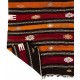 Handwoven Vintage Turkish Kilim Made of Natural Organic Wool. Red, Orange & Black Color Rug. 6.3 x 9.8 Ft (190 x 296 cm)