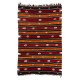 Handwoven Vintage Turkish Kilim Made of Natural Organic Wool. Red, Orange & Black Color Rug. 6.3 x 9.8 Ft (190 x 296 cm)