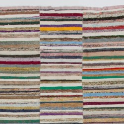 Lovely Multicolored Striped Double Sided Kilim, Vintage Handwoven Rag Rug. 6.3 x 11.4 Ft (190 x 345 cm)