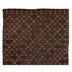 Multicolored Turkish Jajim Kilim, Vintage Flat Weave Floor Covering Made of Wool. 6.4 x 9.4 Ft (195 x 285 cm)