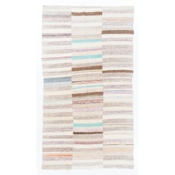 Lovely Multicolored Striped Double Sided Kilim, Vintage Handwoven Rag Rug. 6.4 x 11.4 Ft (195 x 345 cm)