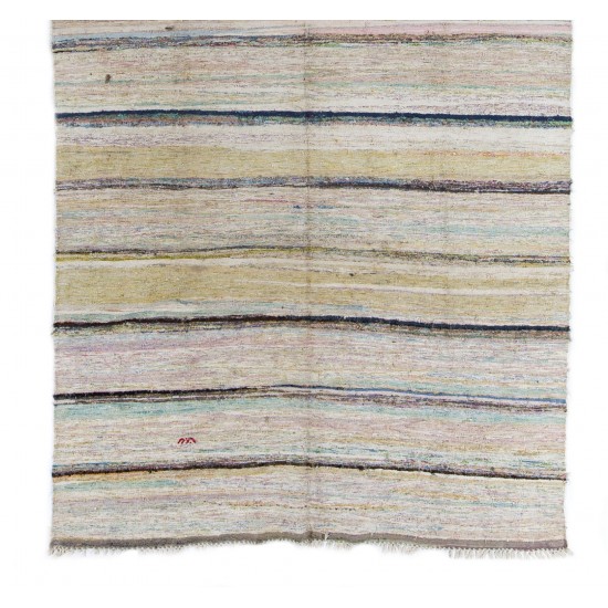 Late 20th Century Striped Double Sided Kilim, Vintage Handwoven Rug. 6.4 x 12.7 Ft (195 x 385 cm)