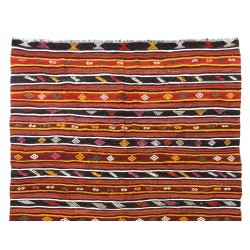 Handwoven Vintage Turkish Kilim Made of Natural Natural Brown and Beige Wool. 6.6 x 10 Ft (200 x 306 cm)