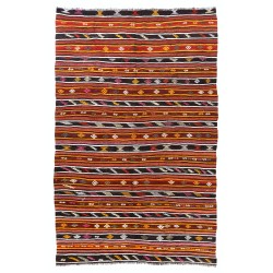 Handwoven Vintage Turkish Kilim Made of Natural Natural Brown and Beige Wool. 6.6 x 10 Ft (200 x 306 cm)