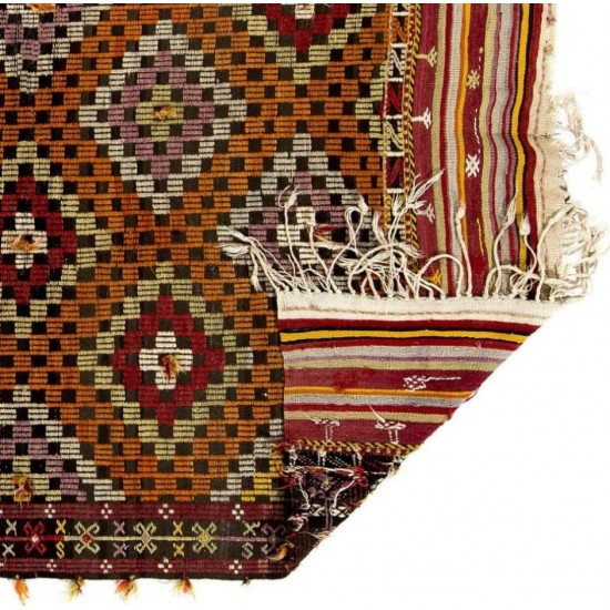 Nomadic Central Anatolian Jijim Kilim, Flat Weave Wool Rug. 6.7 x 11 Ft (204 x 337 cm)