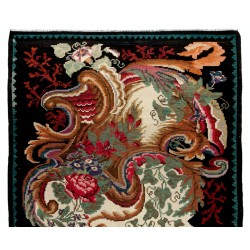 Decorative Bessarabian Hand-Woven Floral Pattern Moldovian Kilim, One-of-a-Kind Vintage Wool Rug. 6.9 x 11.5 Ft (210 x 350 cm)