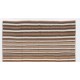 Striped Vintage Hand-Woven Kilim Made of Natural Ivory, Brown and Gray Wool. 7 x 8.3 Ft (215 x 250 cm)