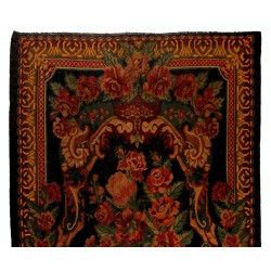 Decorative Bessarabian Hand-Woven Floral Pattern Moldovian Kilim, One-of-a-Kind Vintage Wool Rug. 7.2 x 12 Ft (217 x 364 cm)
