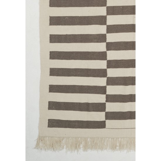 Natural Un-dyed Wool Kilim, Modern Flat-Weave Kilim Rug. Custom Options Available. 8 x 10.7 Ft (238 x 325 cm)