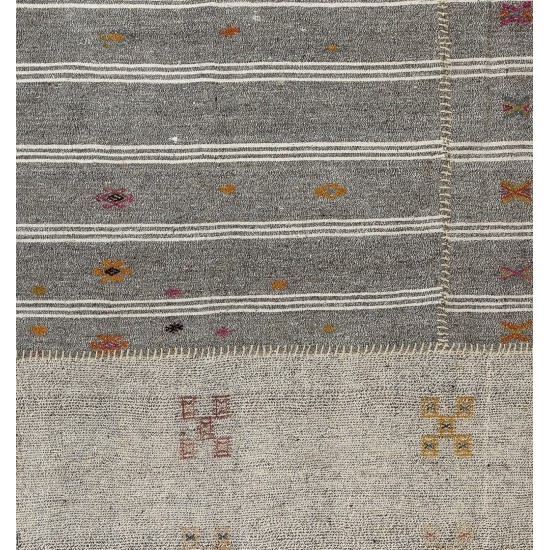 Natural Un-dyed Wool Kilim, Modern Flat-Weave Kilim Rug. 9 x 12.2 Ft (275 x 370 cm)
