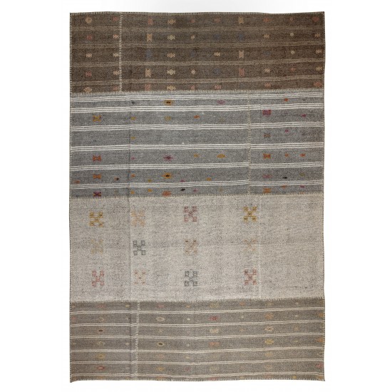 Natural Un-dyed Wool Kilim, Modern Flat-Weave Kilim Rug. 9 x 12.2 Ft (275 x 370 cm)