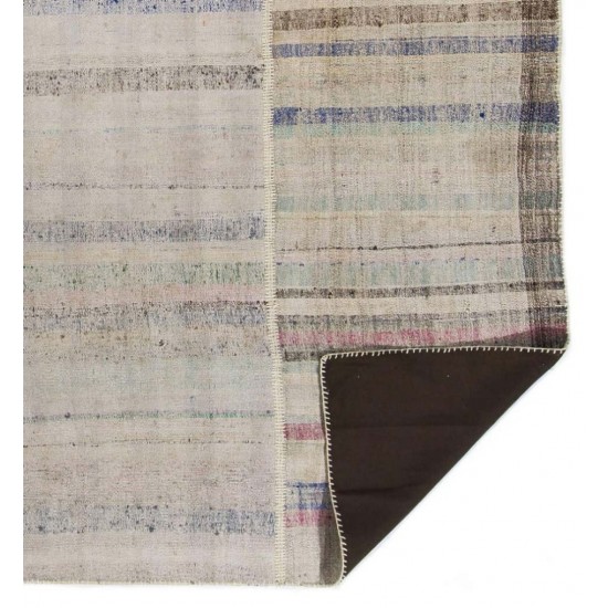Large Lovely Multicolored Striped Double Sided Kilim, Vintage Handwoven Rag Rug. 9.2 x 12.2 Ft (280 x 370 cm)