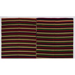 Large Vintage Nomadic Turkish Kilim "Flat-Weave", Striped Handmade Wool Rug (Reversible). 9.7 x 11 Ft (295 x 335 cm)