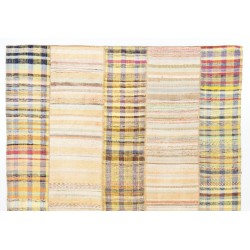 Large Vintage Banded Kilim (Reversible), Handwoven Turkish Kilim Rug. 9.9 x 13.7 Ft (300 x 415 cm)