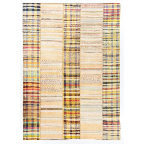 Large Vintage Banded Kilim (Reversible), Handwoven Turkish Kilim Rug. 9.9 x 13.7 Ft (300 x 415 cm)