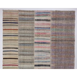 Striped Vintage Turkish Kilim, Handmade Cotton Rag Rug. 10.3 x 16.9 Ft (311 x 515 cm)