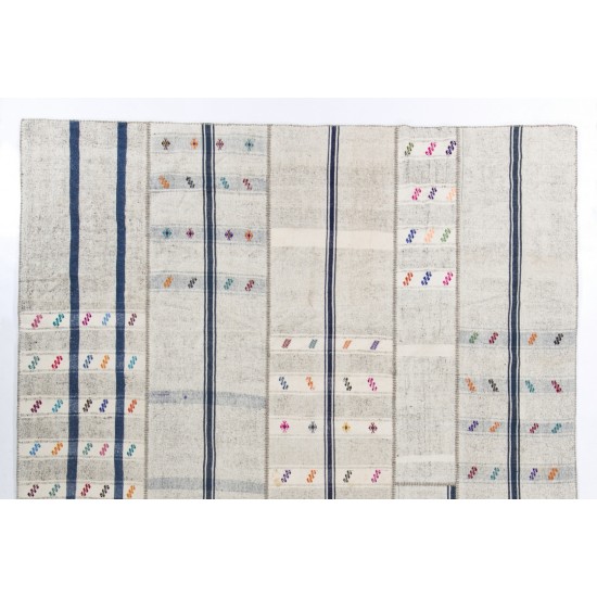 Oversize Maritime Cotton Mediterranean Kilim Rug. 10.4 x 14 Ft (315 x 427 cm)