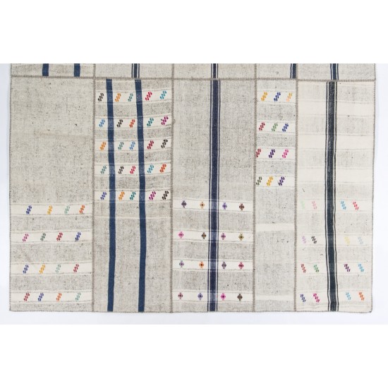 Oversize Maritime Cotton Mediterranean Kilim Rug. 10.4 x 14 Ft (315 x 427 cm)
